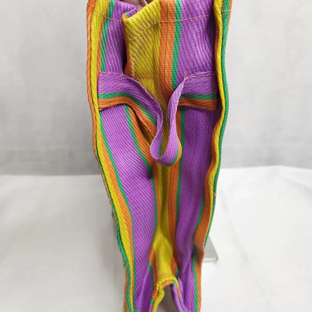 Urban Outfitters BDG Serena Mesh Tote Bag Medium Size Multi Stripe Purple Yellow - Picture 8 of 14